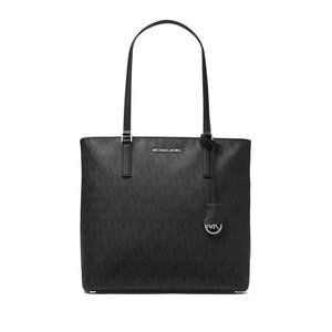 Michael Kors Morgan Black PVC MK Signature Large Shoulder Tote Bag